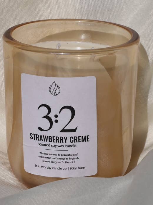Strawberry Creme 10oz Soy Candle - Bible Verse Candle Gift for wholesale by Burnworthy Candle Co.