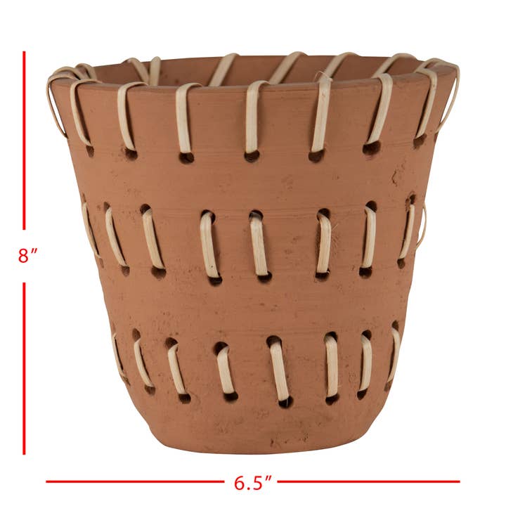 Foreside Home & Garden - Wholesale Plant Pot - SALE - Denver Terracotta Planter Pot Woven Rattan