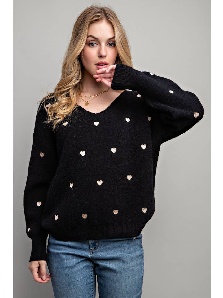 Sweet Generis - Wholesale Knit Sweater - Women's - HEART PATTERN BOXY KNIT PULLOVER SWEATER16