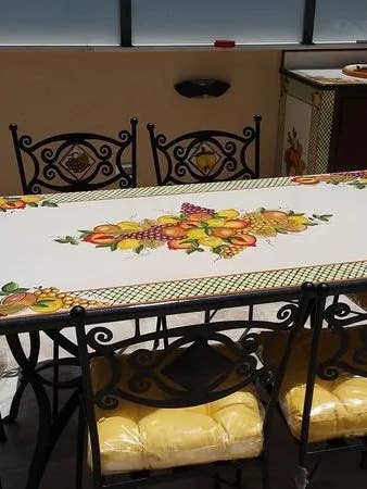 Mesa Retangular Volutas Verdes – Pedra Vulcânica Decorada por atacado de DD Ceramiche Siciliane