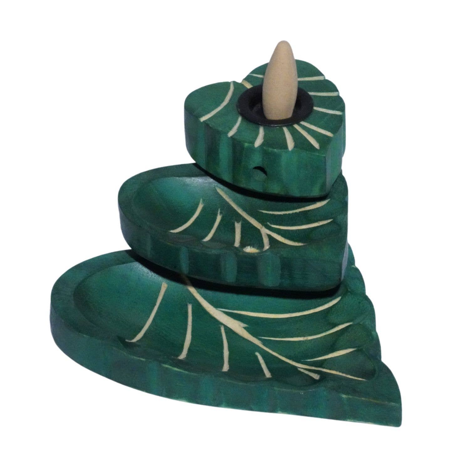 Green 3 tier Leaf wood backflow burner for wholesale on Faire1