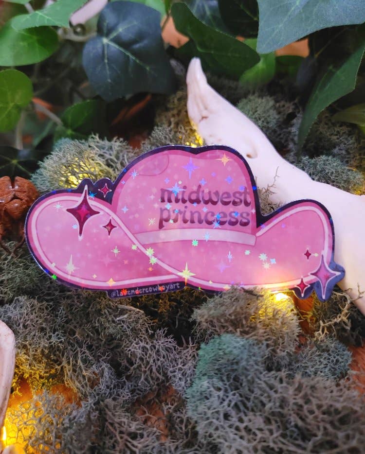 Lavender Cowboy Art - Wholesale Sticker - Midwest princess cowboy hat / pink pony club vinyl sticker1