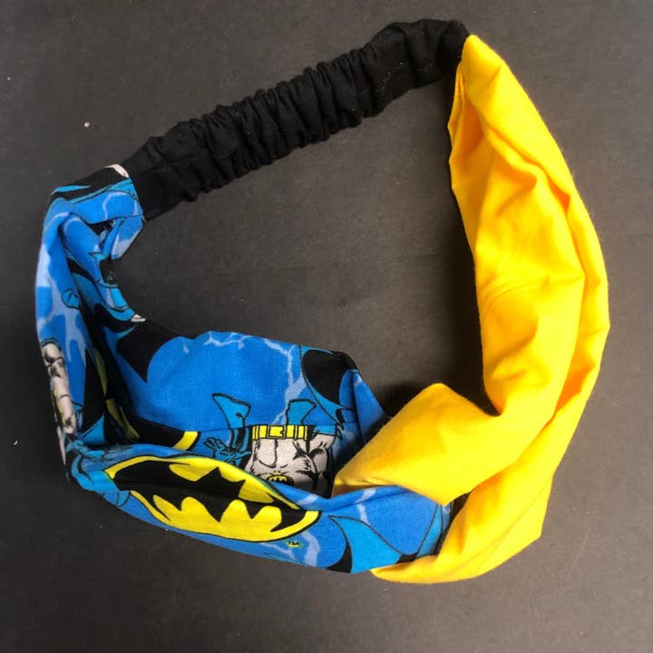 Batman Blue Turban Style Twist Headband for wholesale by MadeBySusannah
