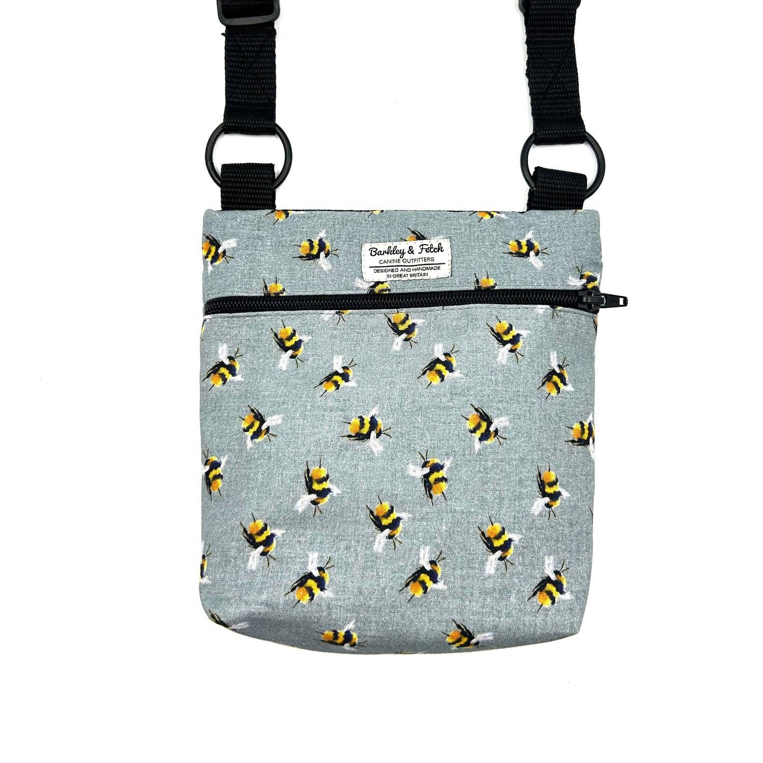 Barkley and Fetch – wholesale Pet treat bag – Dog – Bee Print Dog Walk and Treat Bag-Grey0