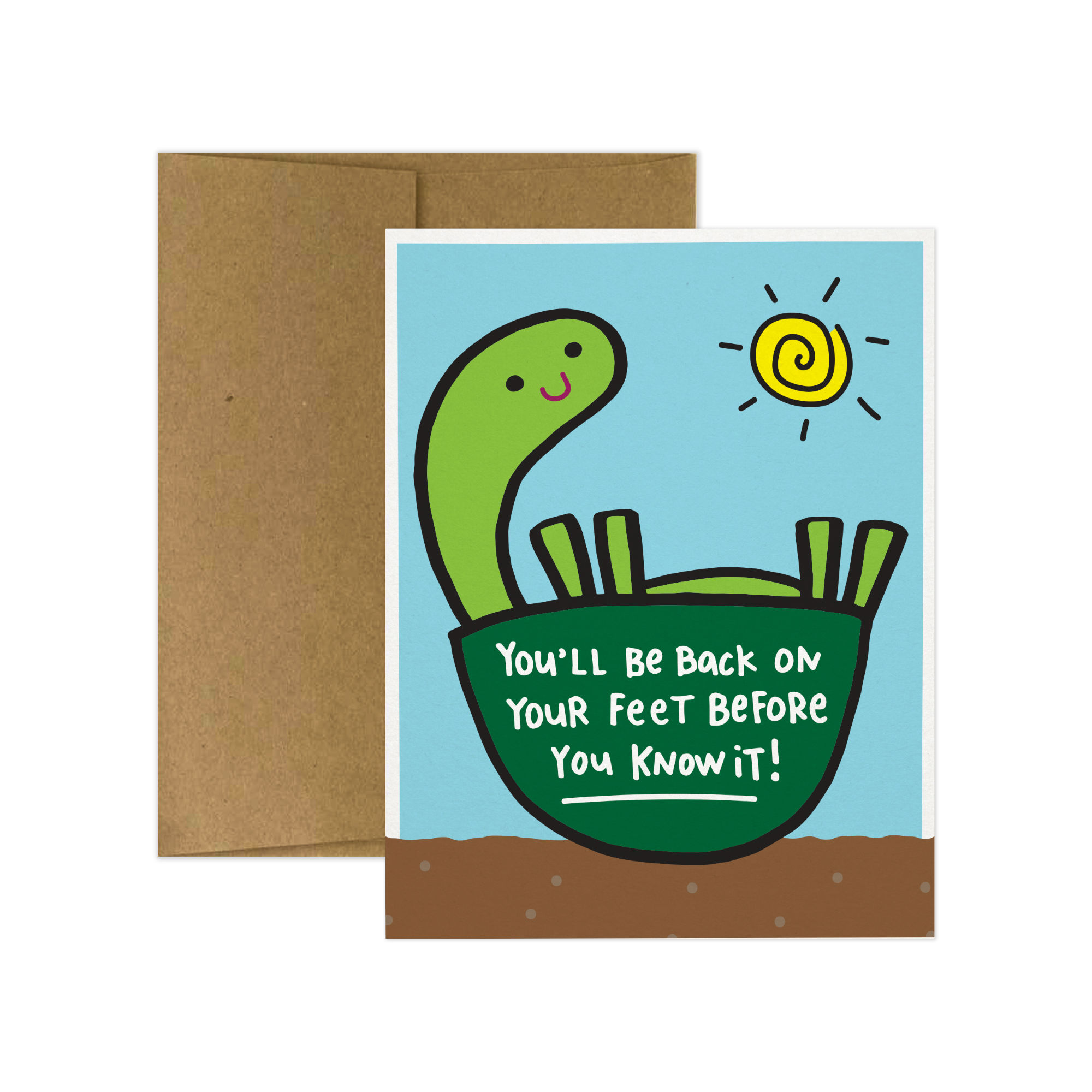 Tiny Gang Designs - Wholesale Get Well Card - You'll Be Back On Your Feet Before You Know It! Card1