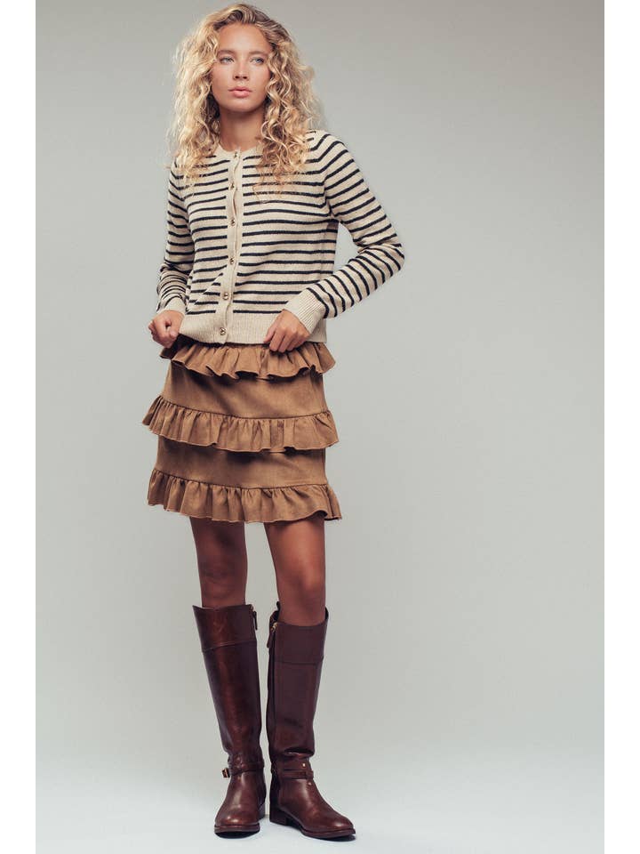 Urban Daizy - Wholesale Cardigan - Women's - Parisian Striped Gold Button Cardigan6