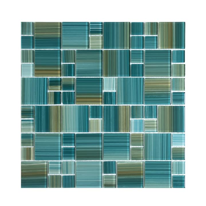 Swimming Pool Series Random Size Glass Mosaic Tile 4MM - 8 Square Feet Per Carton - Lagoon Green for wholesale by WS Tiles