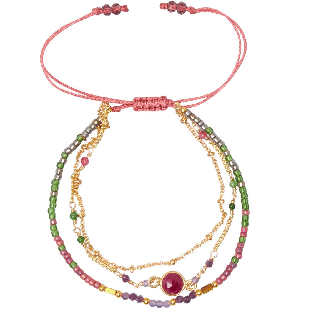 Marquet - Wholesale Beaded Bracelet - Danielle Fair Trade Multistrand Sliding Knot Bracelet0