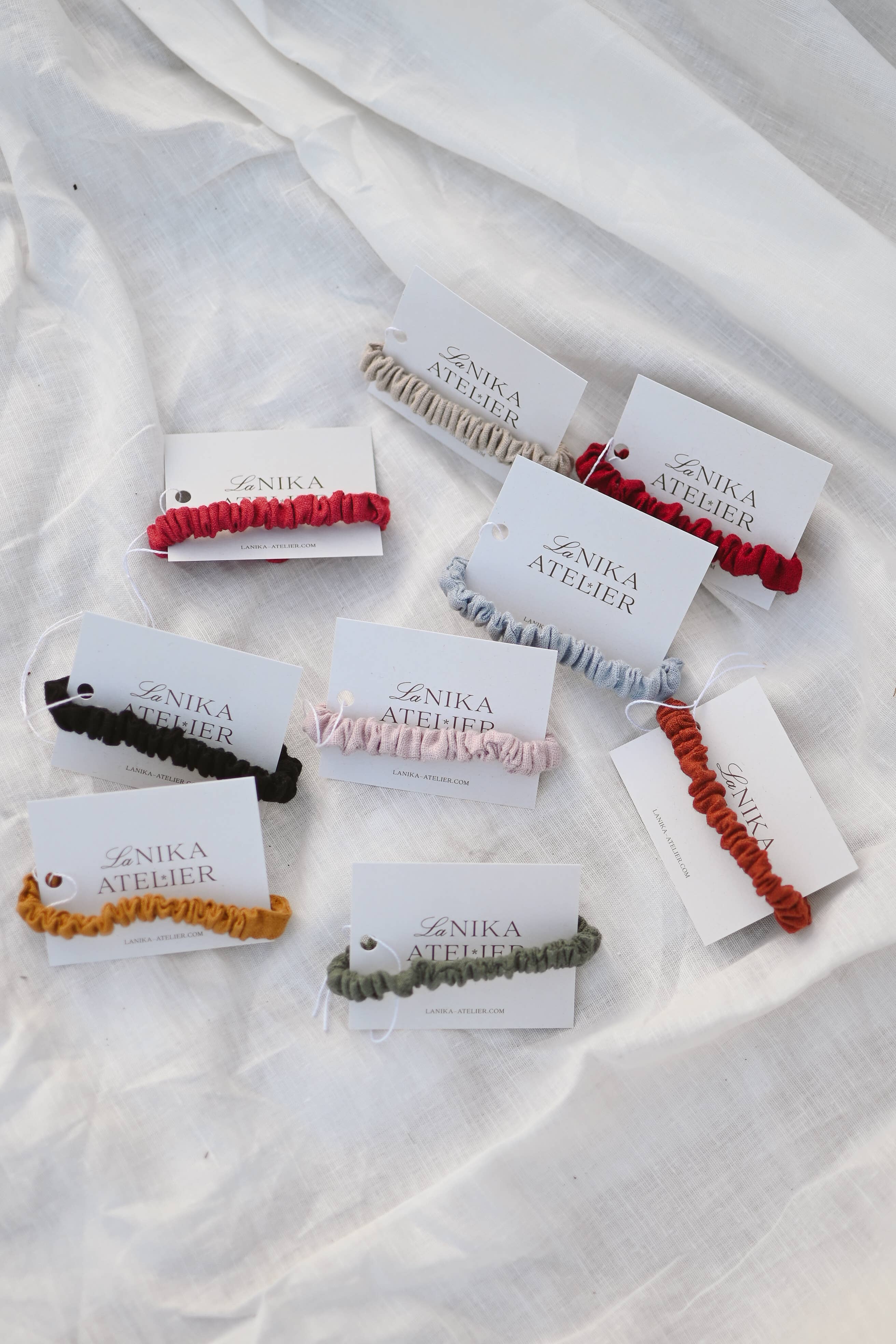 Lanika Atelier, Nika Korošec s.p. - Wholesale Hair Tie - Skinny 100% Linen Hair Elastic, No Plastic Scrunchies 20