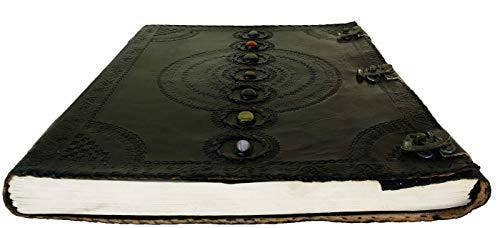 Tuzech Leather - Wholesale Journal/Diary - Tuzech Seven Chakra Medieval Stone Embossed Handmade Jumbo Leather Journal Book of Shadows Notebook Office Hocus Pocus Diary College Poetry Sketch With Leather Bound2