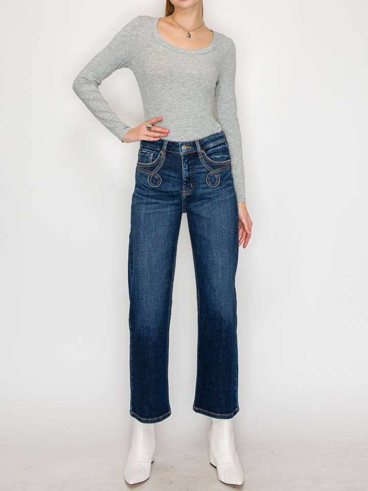 Höga raka jeans - Western-detaljdesign för wholesale av ARTEMIS VINTAGE