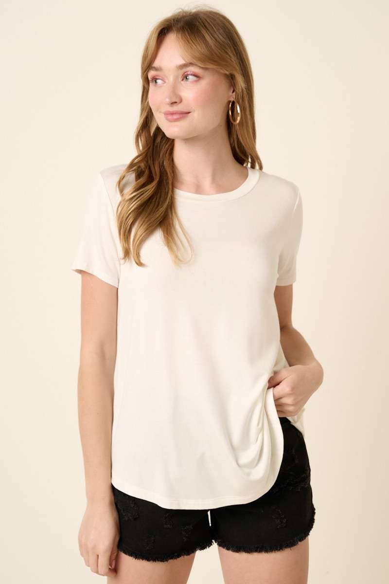 mittoshop - Wholesale T-Shirt - Women's - BT5339-SCOOP NECK ROUNDED HEM BAMBOO TOP22