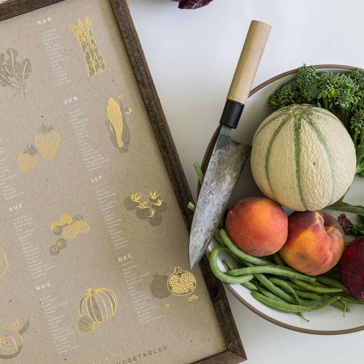 Young America Creative - Wholesale Art Print - Fruit and Vegetable Foil Pressed Print - Chipboard