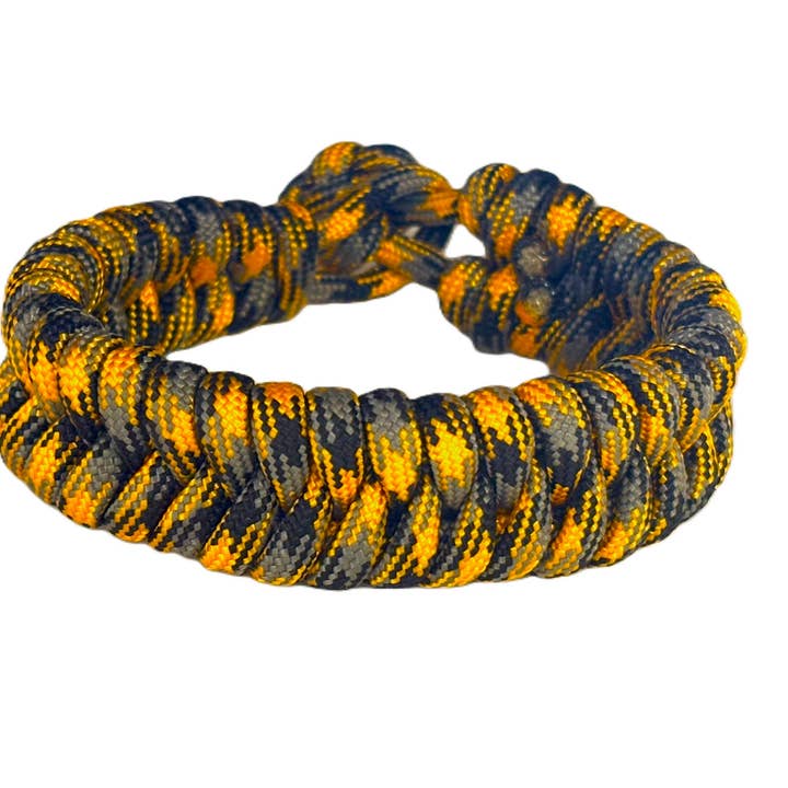 Men's braided paracord bracelet black/gray/orange for wholesale by Chic Le Freak
