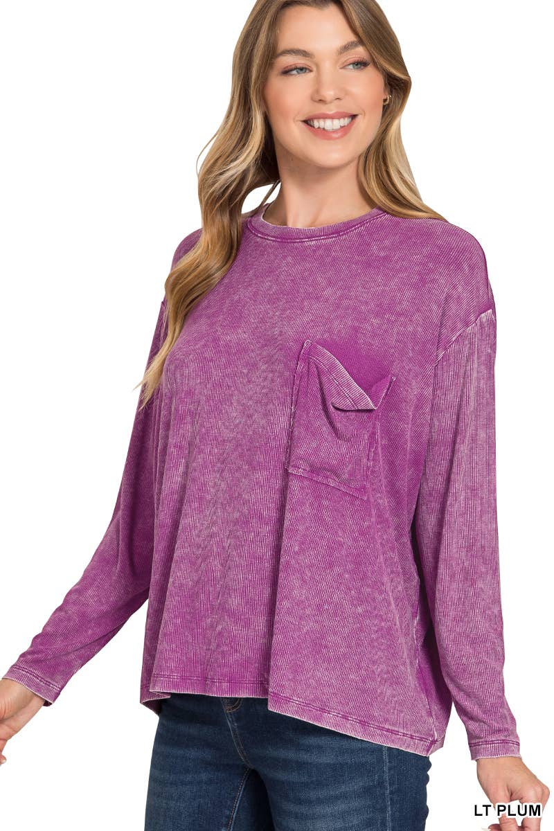 Vanilla Monkey - Vente Haut en maille – femme - Top délavé à manches Dolman et col rond avec poche7