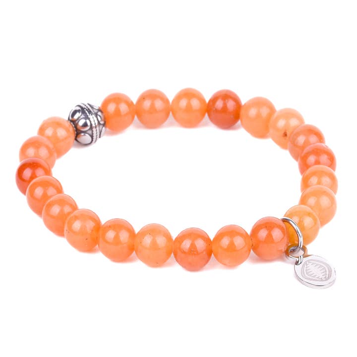 Rio rustfrit stål armbånd Orange aventurin med stål perle lille for engroshandel hos Jewelry Private Label