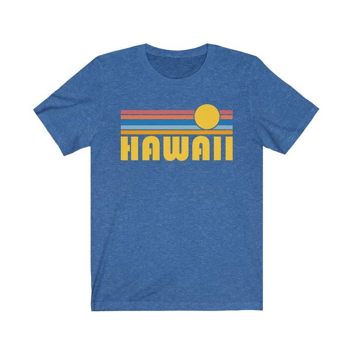 Hawaii T-Shirt - Retro Sunrise Adult Unisex Hawaii T Shirt for wholesale by Hey Mountains