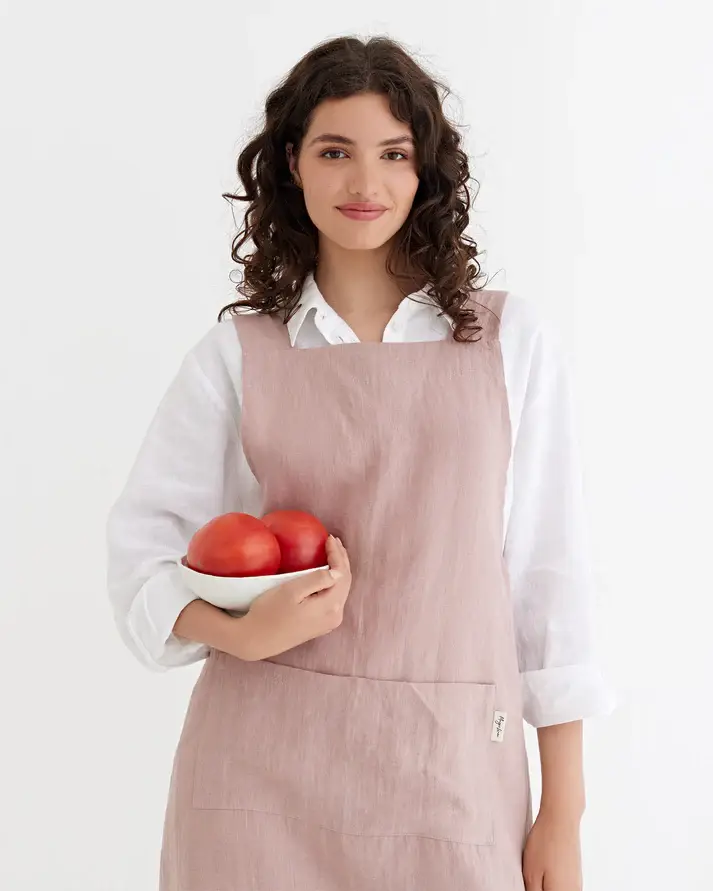 MagicLinen (We handle U.S. import procedures for you) - Wholesale Apron - Pinafore cross-back linen apron in various colors19