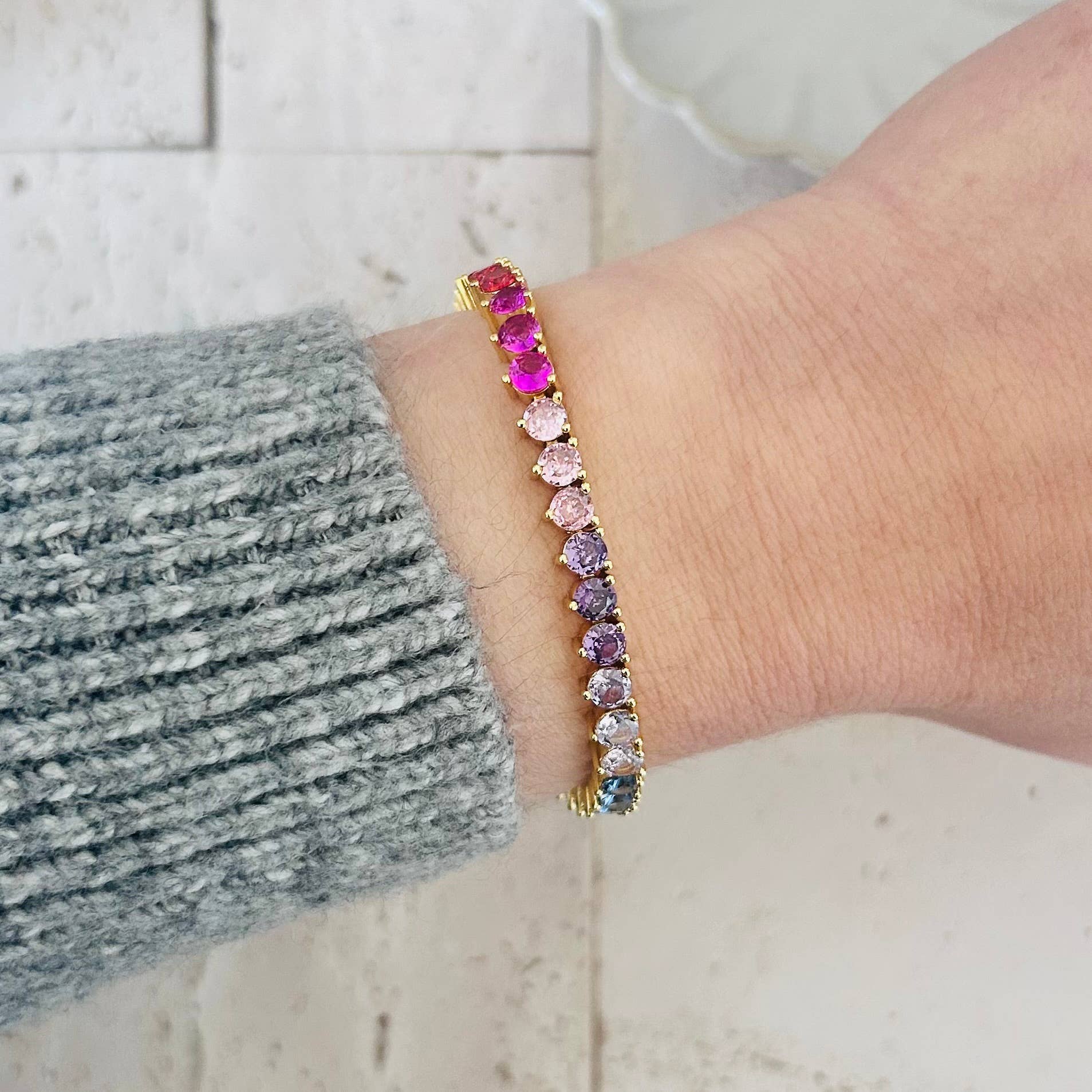 Amady Jewelry - Wholesale Tennis Bracelet - Tennis bracelet Colorful rainbow crystals 5