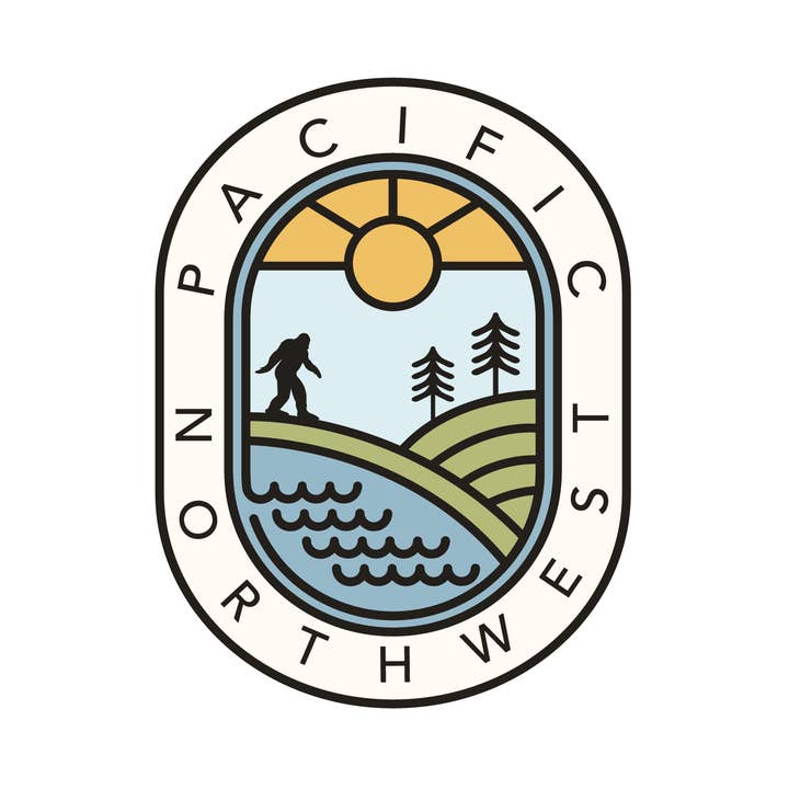 Bigfoot Scene Pacific Northwest - Vinyl Sticker for wholesale by Graphic Heart