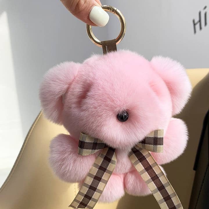 Rex kanin pels fluffy sød bjørne dukke nøglering for engroshandel hos Plush Looks