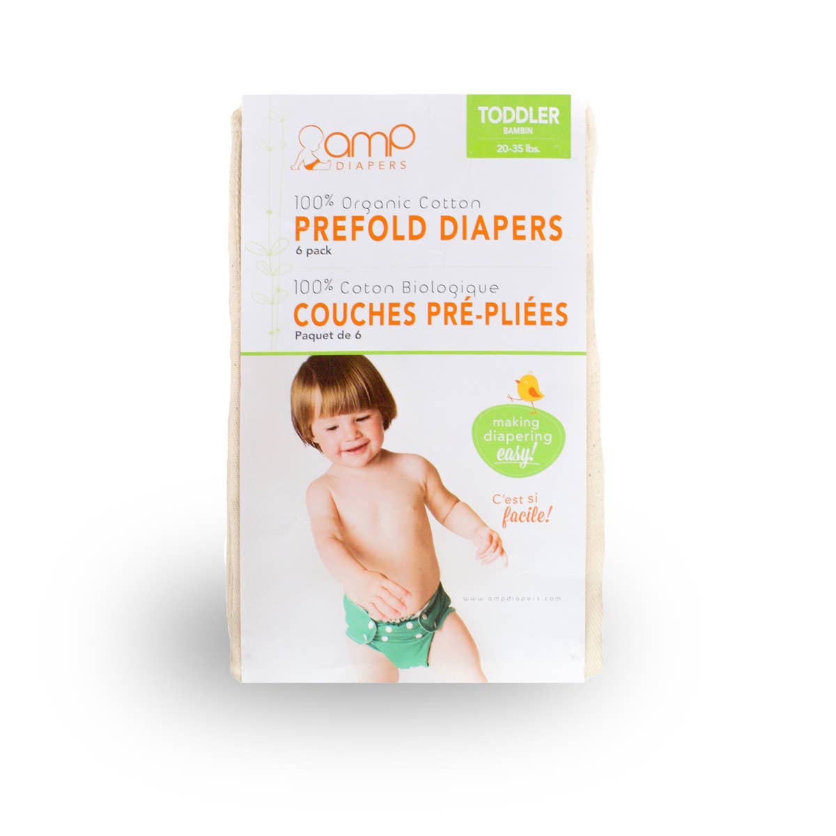AMP Diapers - Vente Couches en tissu – bébé - Couches prépliées AMP (paquet de 6)7