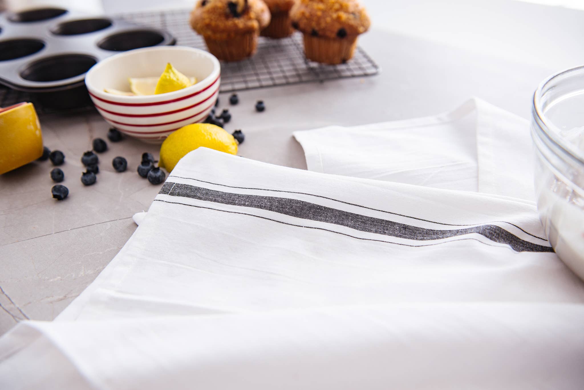 LLdecor - Vendita all'ingrosso Strofinacci - Sacco di farina, Set di 3 (Riga del Fornaio)2