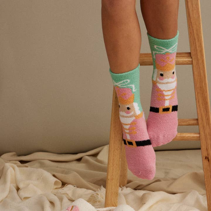 Christmas Fuzzy Socks Assorted Pack of 4 for wholesale on Faire