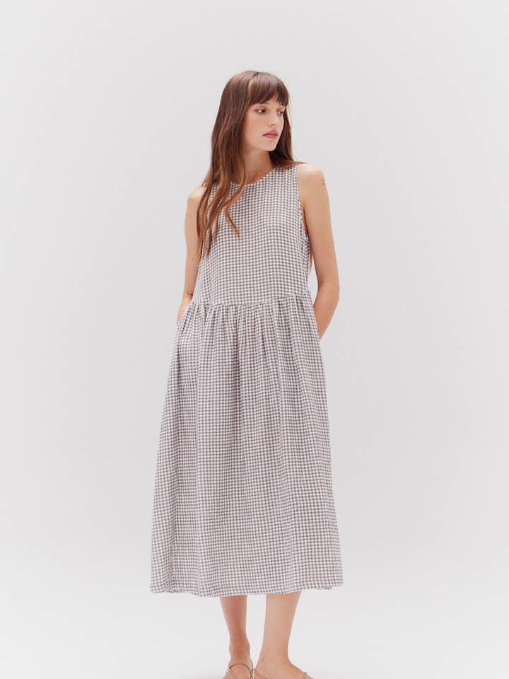 Grade & Gather - Wholesale Dress - Women's - 61098GH -Â GINGHAM CHECK SUMMER EASY DRESS