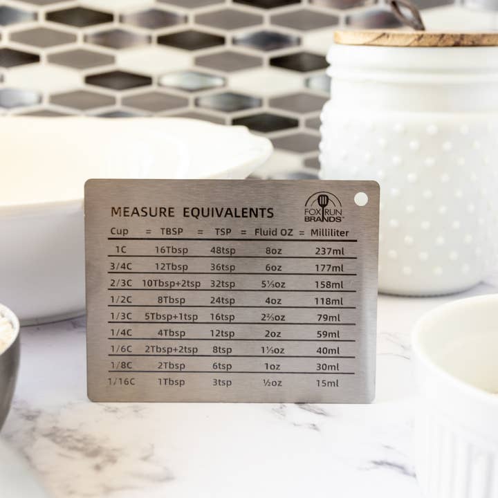 Fox Run Brands - Wholesale Magnet Board - Fox Run Stainless Steel Conversion Chart Magnet, 4.3" x 3.4"