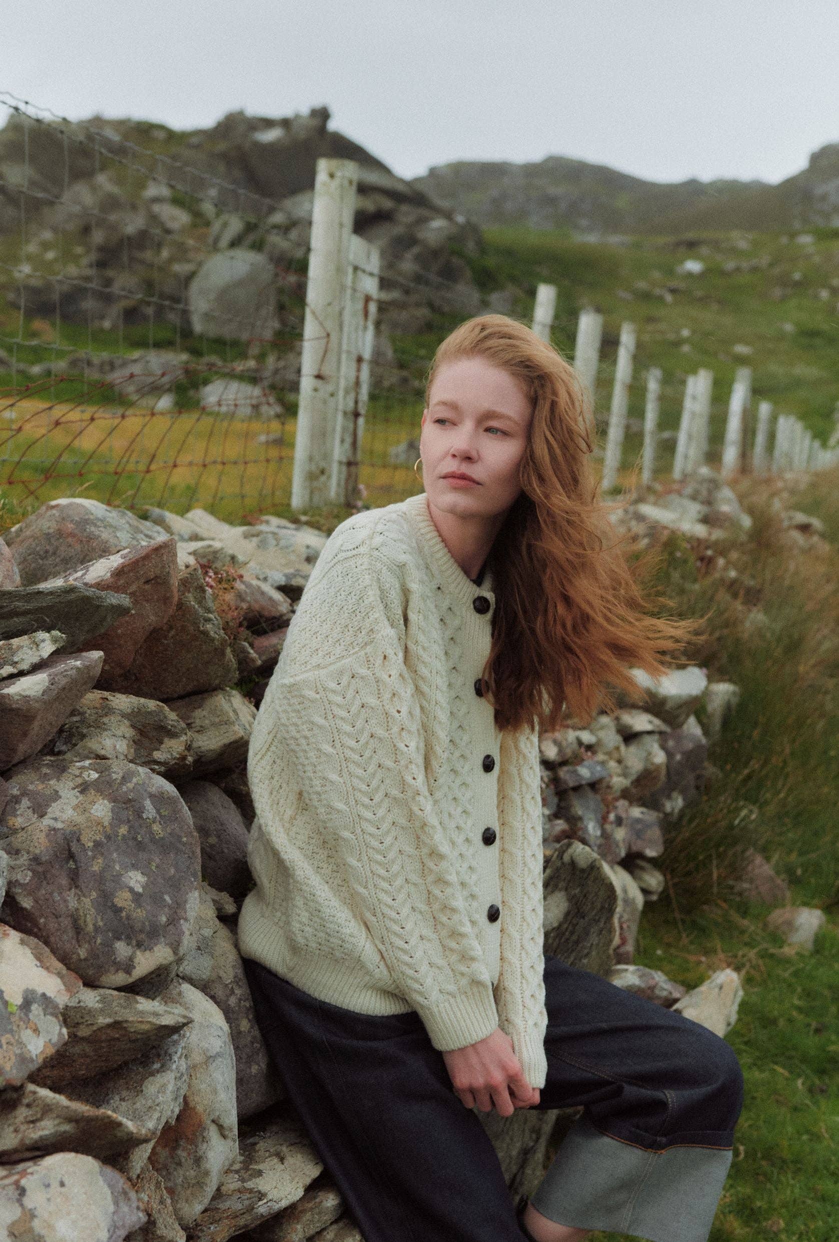 Aran Woollen Mills - Wholesale Cardigan - Women's - Achill Island Ladies Merino Aran Cardigan - Cream4