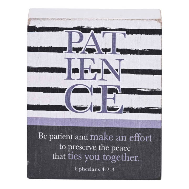 Cottage Garden - Wholesale Desk/Tabletop Sign - Tabletop Plaque Patience White 3x41