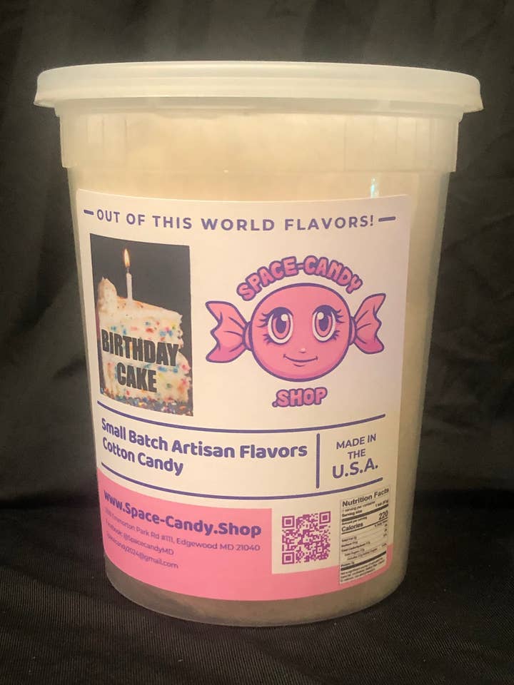 Birthday Cake Classic Cotton Candy 32 oz. Tub for wholesale by Space-Candy.Shop