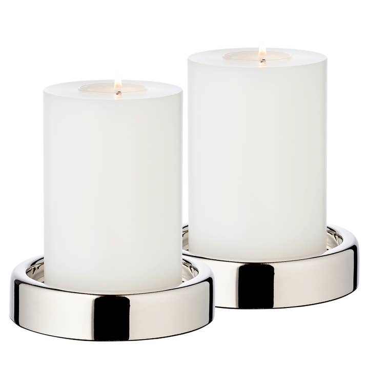 Set of 2 Candle Holders Sanremo, silver-plated for wholesale by EDZARD