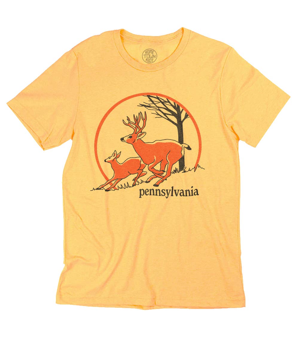 HomeTown Riot - Venta al por mayor Camiseta serigrafiada - Unisex - Camiseta de ciervo cola blanca de Pensilvania