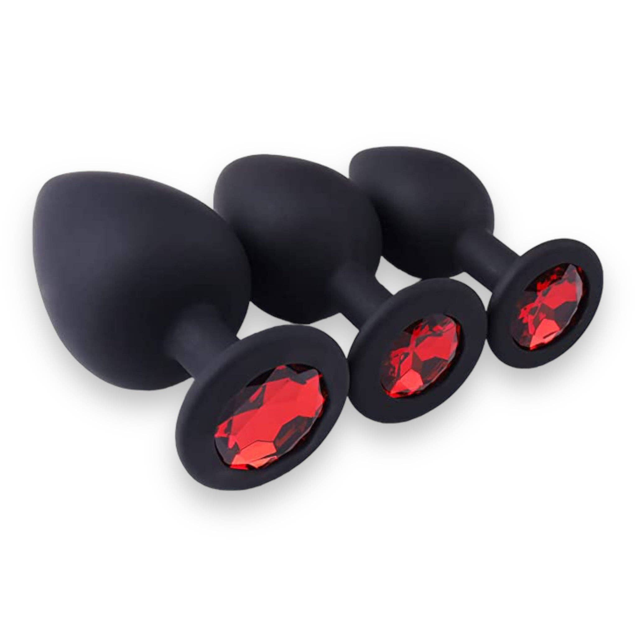 Kinky Pleasure - Wholesale Sex Toy - Power Escorts - BR135 - Diamond King - Silicone Butt Plug - Black - 6 Colors - 3 Sizes24