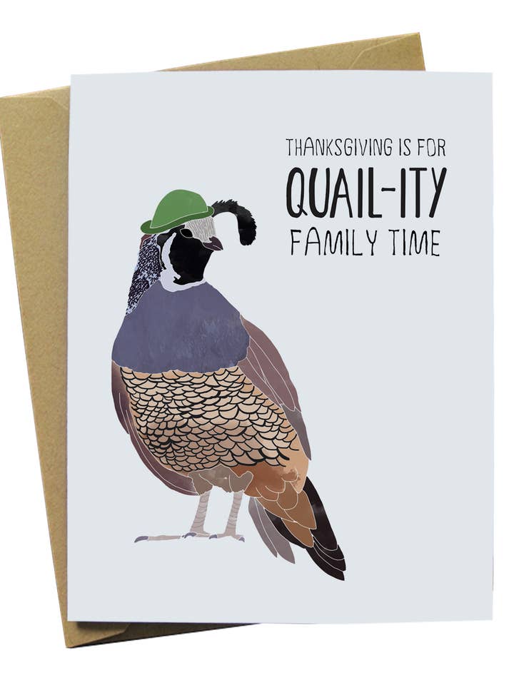 Quail Thanksgiving Card for wholesale by Paper Wolf Design