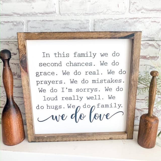 In This Family We Do Love Wood Sign for wholesale by Loft + Lumber