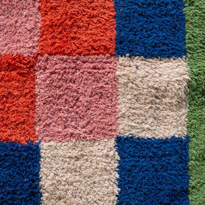 Ian Snow Ltd - Wholesale Area Rug - Lizzie Pink & Red Chequered Recycled Cotton Large Rug5