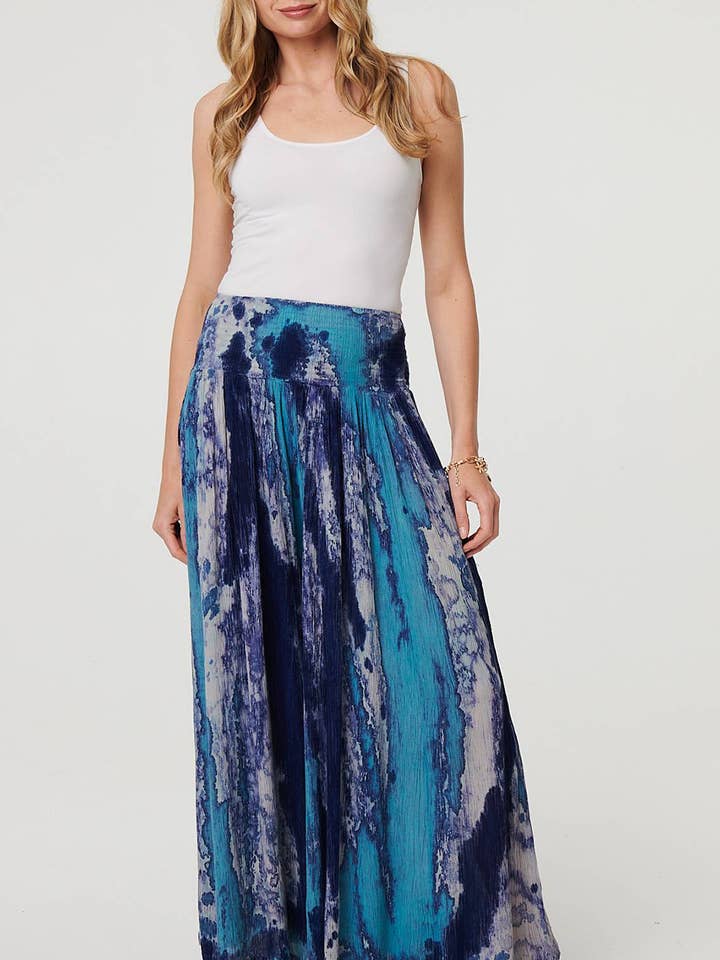 Højtaljede vide bukser med marmormønster for engroshandel hos Stellalondon