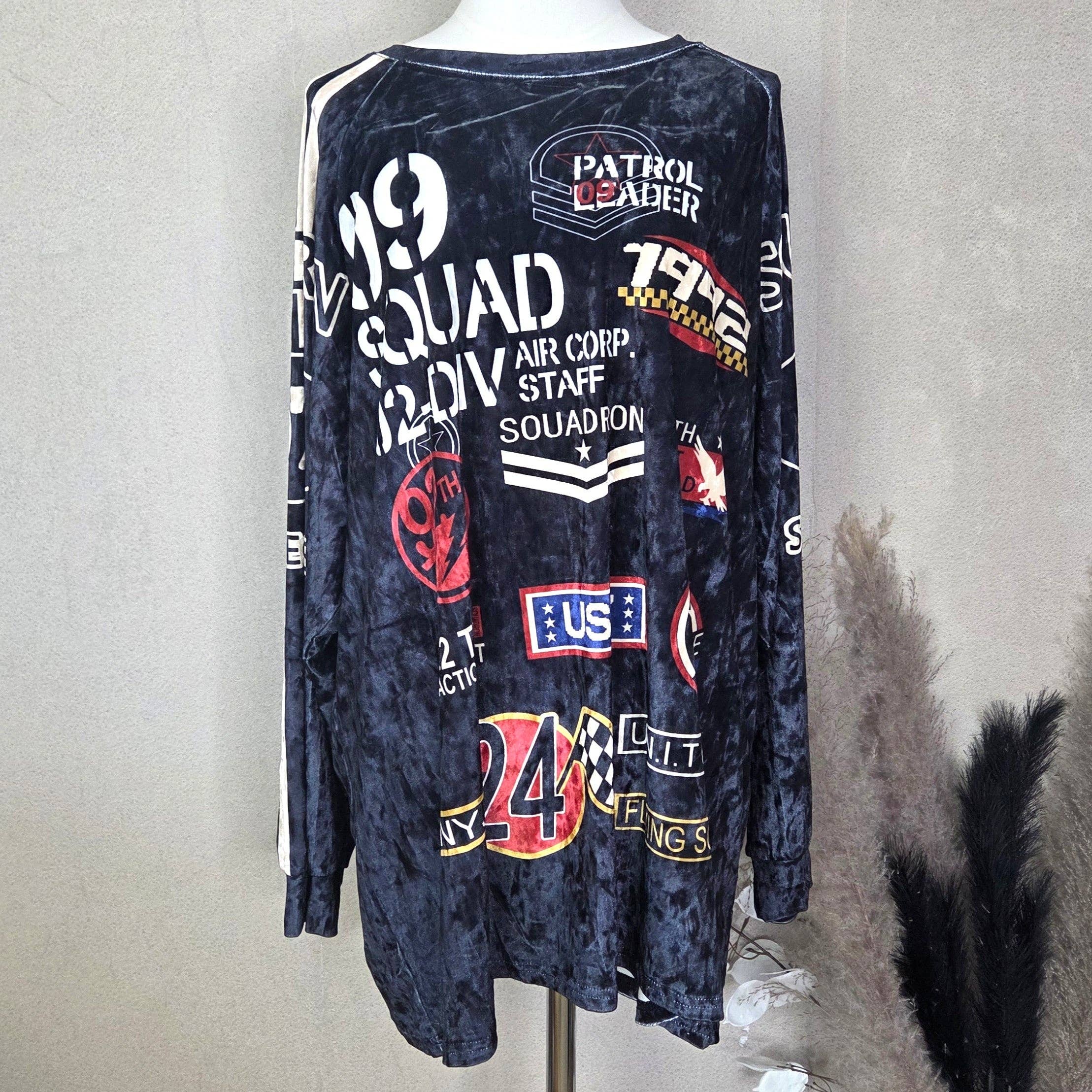 Tempest Designs – wholesale Tunic – Women’s – Long line crushed velour stretch fabric racer theme top/dress (M-L)0