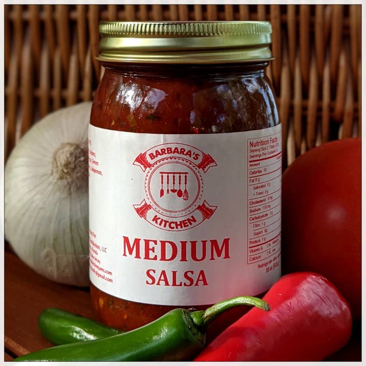 Medium Salsa 18 oz jar for wholesale by Barbara's Kitchen Jams & Salsas