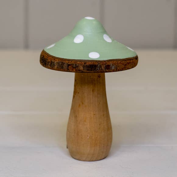 Green Wooden Mushroom Decoration for wholesale by Satchville