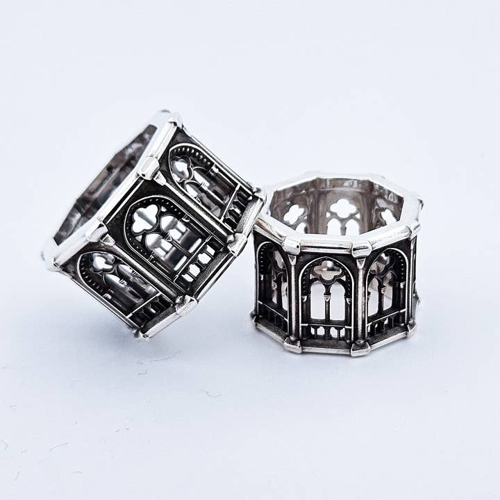 Inchoo bijoux inc - Wholesale Band/Stacked Ring - Holy Gothic Church Bold Wide Ring Band7