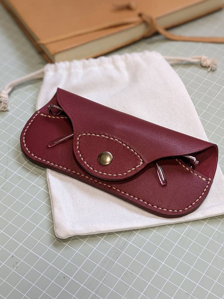 Slim Leather Eye Wear Case for wholesale by Jane De Bono Textiles England