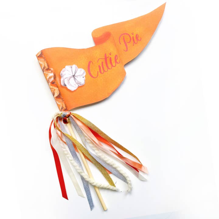 Cutie Pie Pumpkin Pie Thanksgiving Party Pennant for wholesale by Cami Monet
