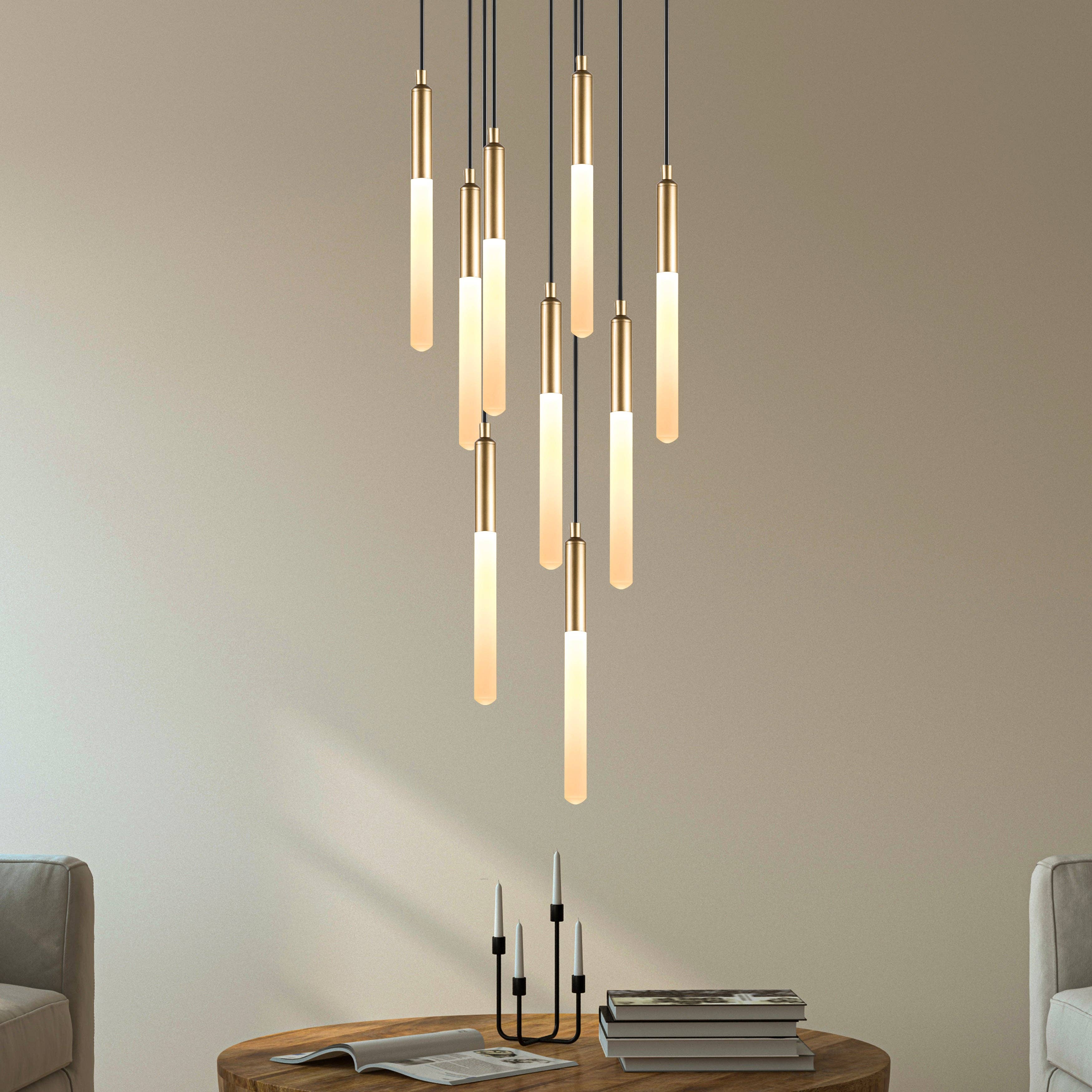 Eclipse Lighting – Engroshandel Lysekrone/pendellampe – LED-rør Moderne Multi Vedhængslampe til Trappe, Trappeopgang Lysekrone, Slankt Rør Vedhængslampe, 3 Etagers Vedhængslampe, Lysarmatur1