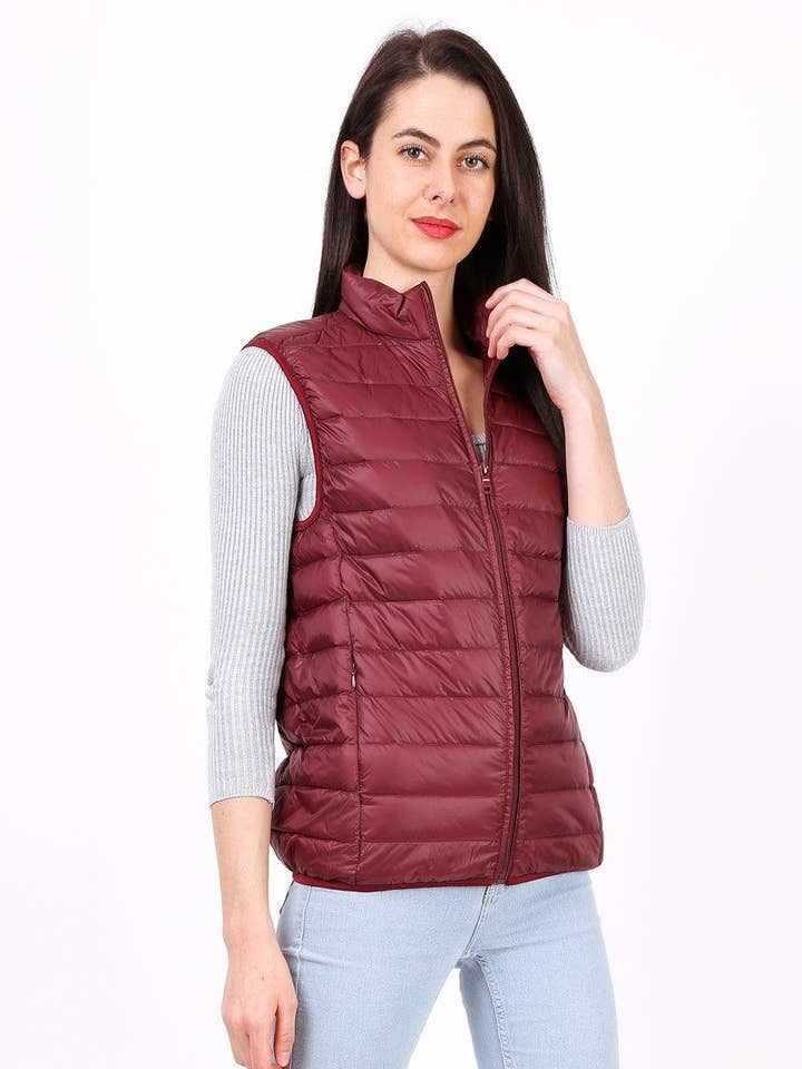 Piumino leggero smanicato MACMAX CATY Bordeaux per la vendita all'ingrosso da parte di MACMAX