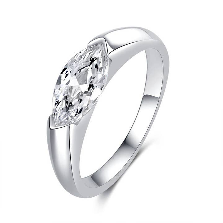 Perimade & Co. LLC - Wholesale Engagement Ring - Marquise Moissanite Engagement Ring in 925 Sterling Silver