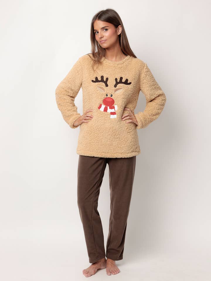ADMAS Pijama Manga Larga Calentito Reindeer Para Mujer para venta al por mayor de ADMAS
